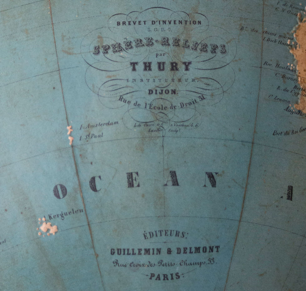 Thumbnail: 1850 LARGE 14" THURY & BELNET FRENCH ANTIQUE TERRESTRIAL GLOBE MAPPEMONDE