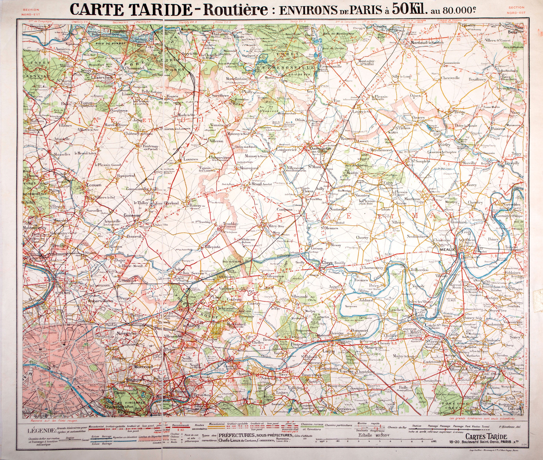 Environs de Paris roadmap Taride Nord east (surrending ) 31 miles