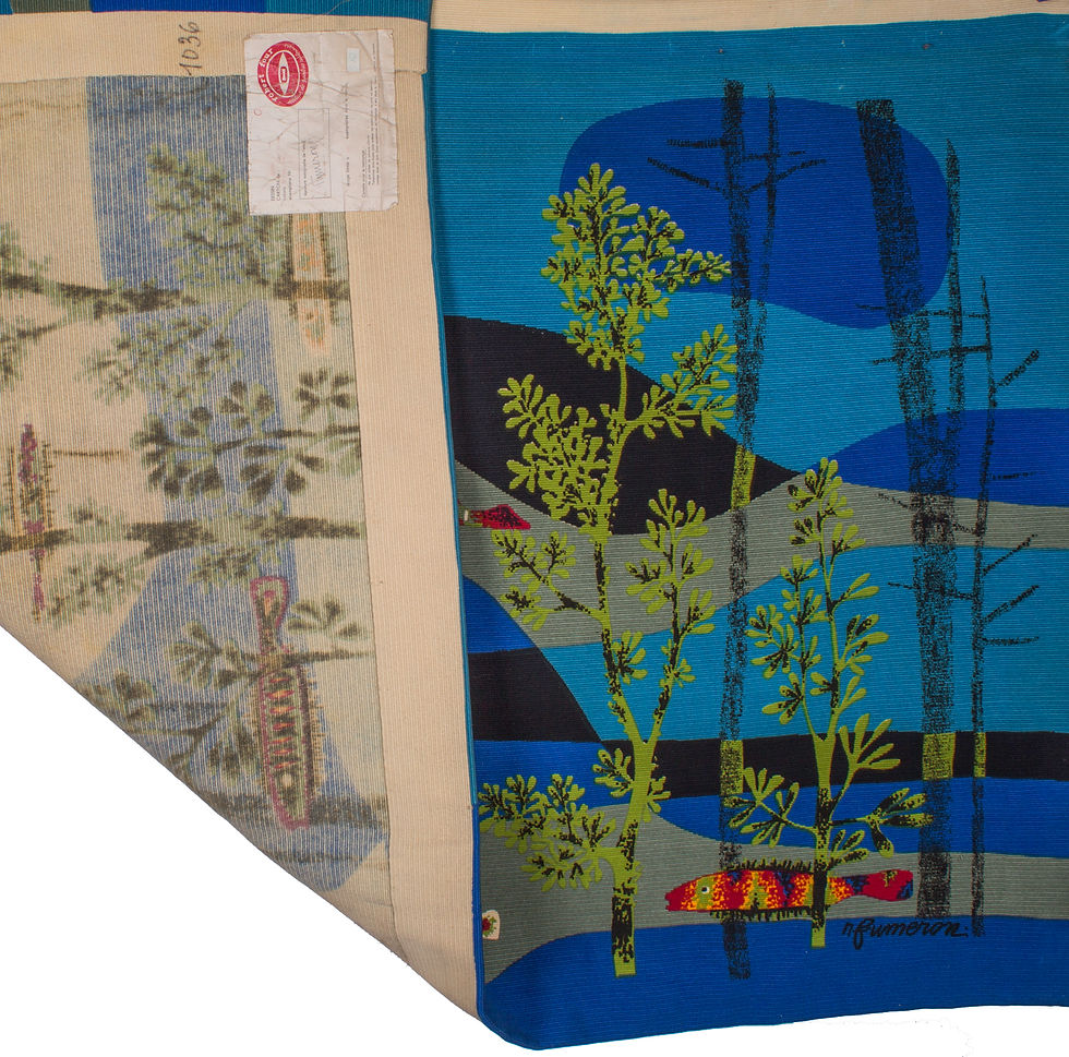 Thumbnail: Fumeron tapestry blue Calypso wool fabric Robert Four signed