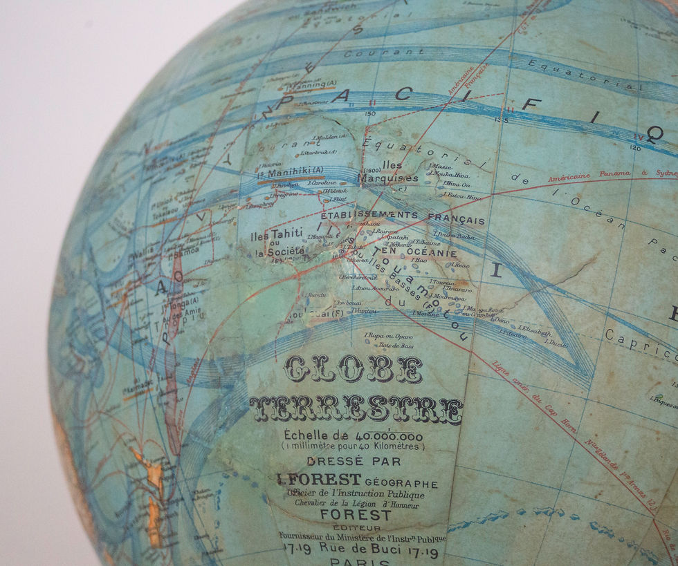 Thumbnail: 1925 14" antique French terrestrial globe Forest 