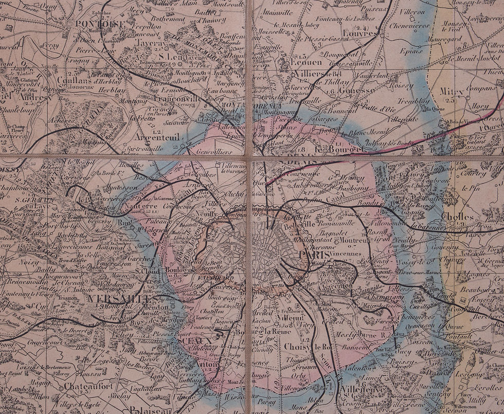 Thumbnail: French map Logerot Environ  de Paris 1861 on linen