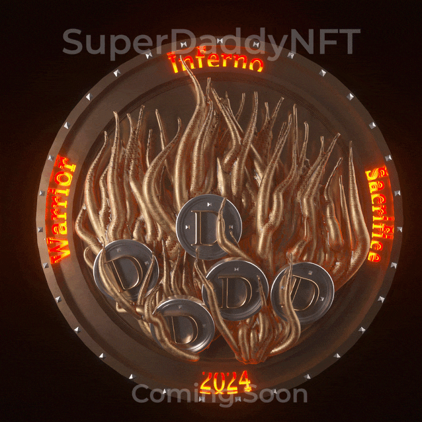 Super Daddy NFT Bronze Tier GIF: A dynamic masterpiece featuring glowing D coins and fiery effects, symbolizing the burning energy of the Bronze Tier. This animated NFT captures the essence of transformation and power, showcasing the starting point of the deflationary burn-and-upgrade journey in the Super Daddy collection. A visually stunning representation of strength and rarity.