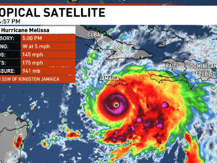 Hurricane Melissa hits the Caribbean area