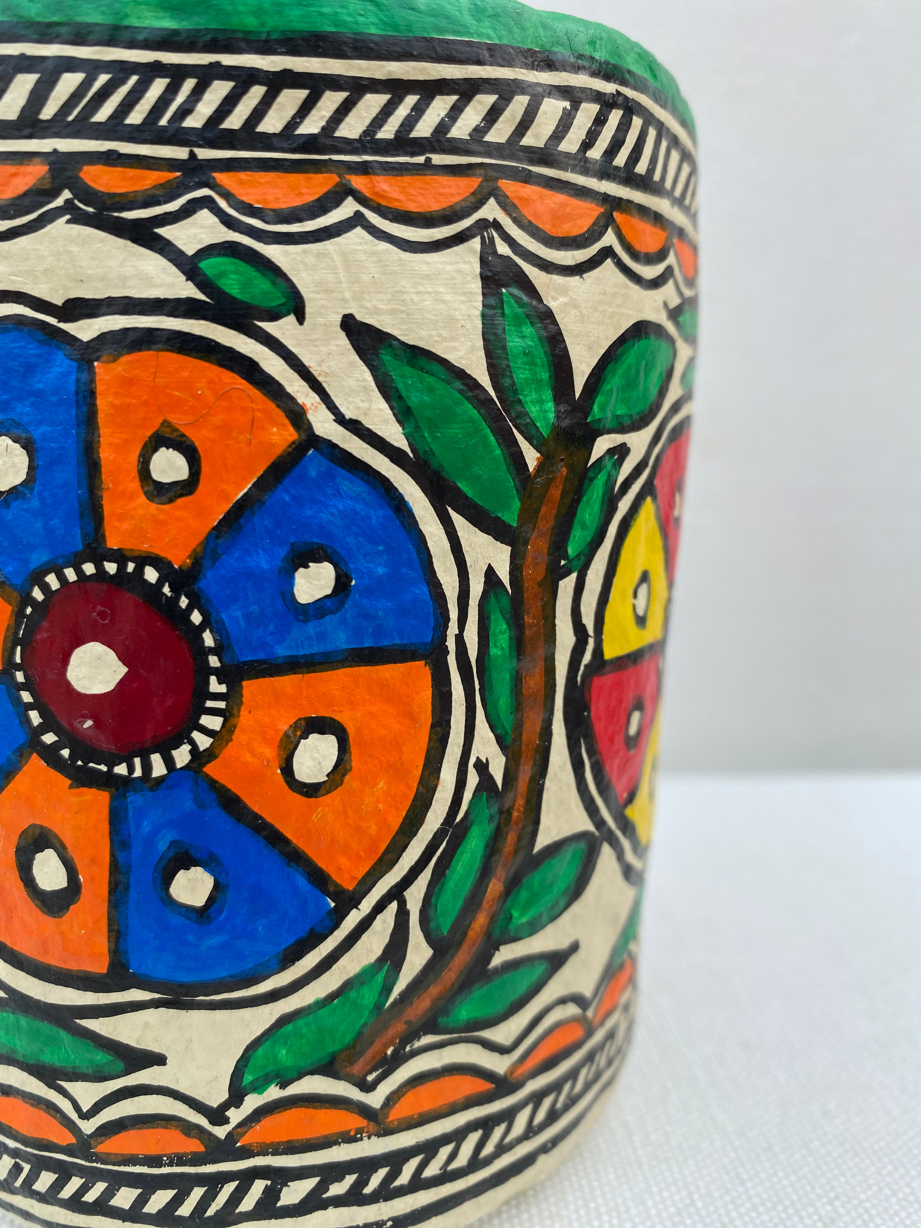 Madhubani Painted Papier Mache Penstand