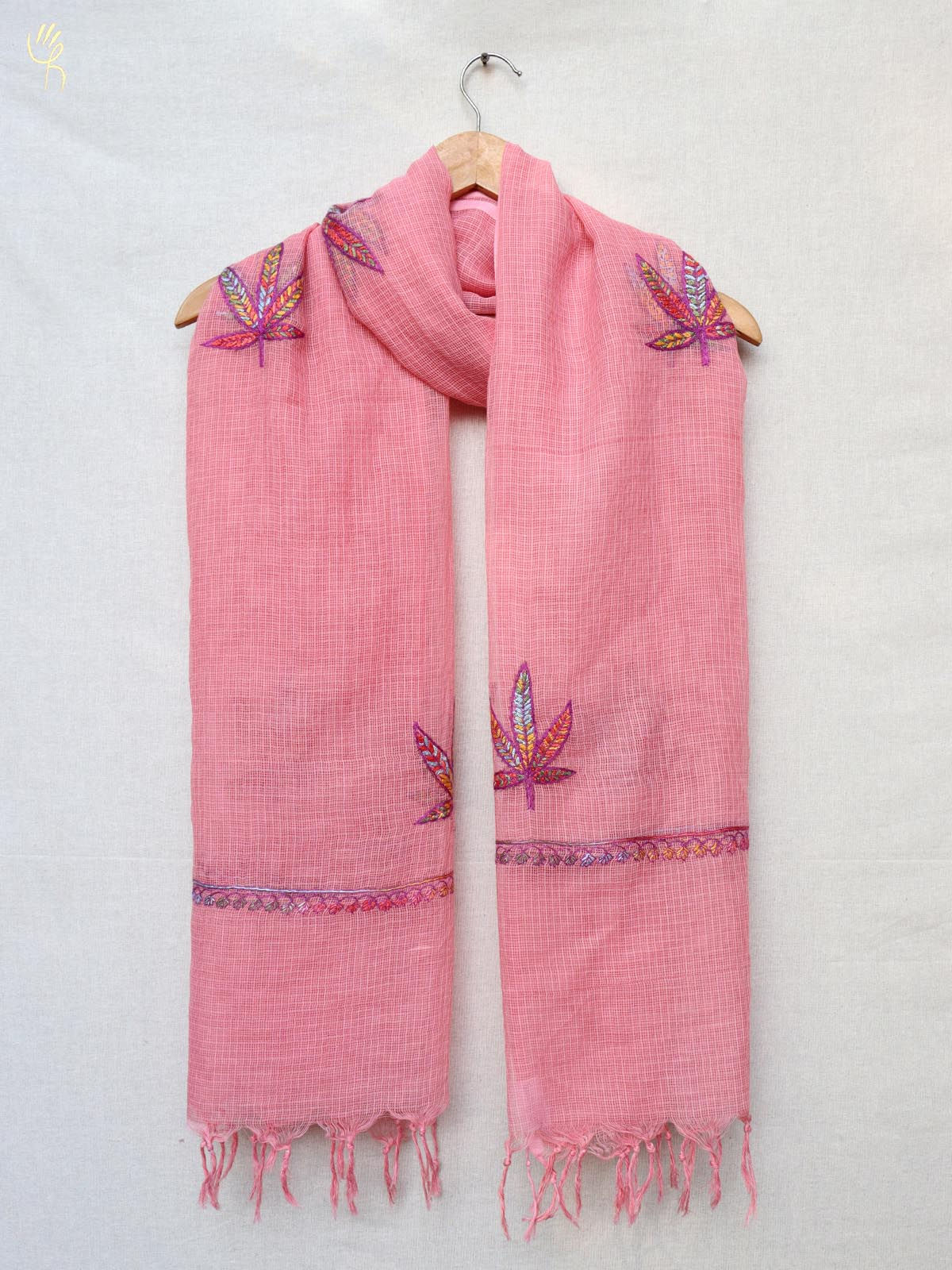 Aari Embroidered Kota Doria Dupatta with Tassels