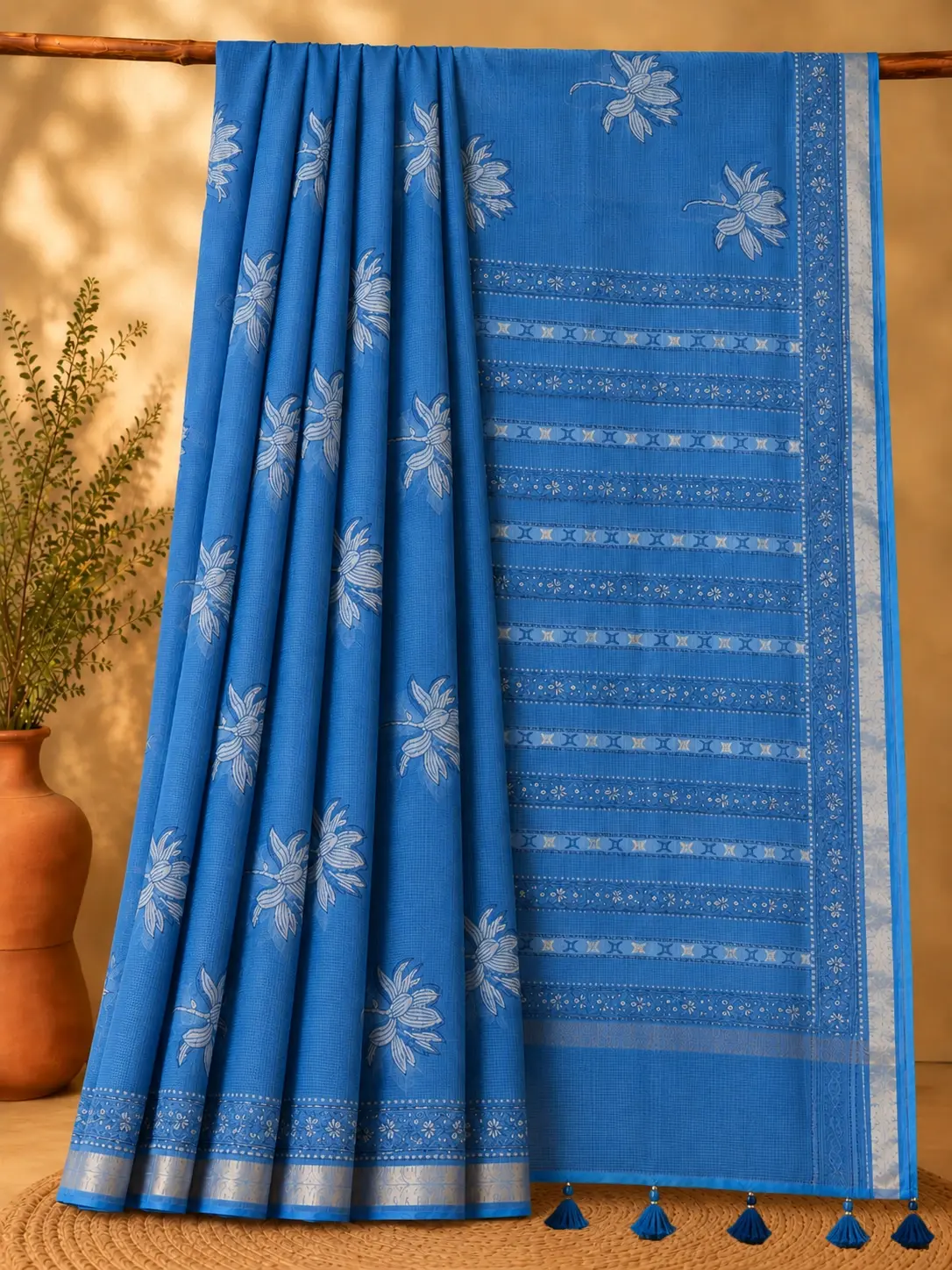 Hand Block Printed Kota Doria Saree