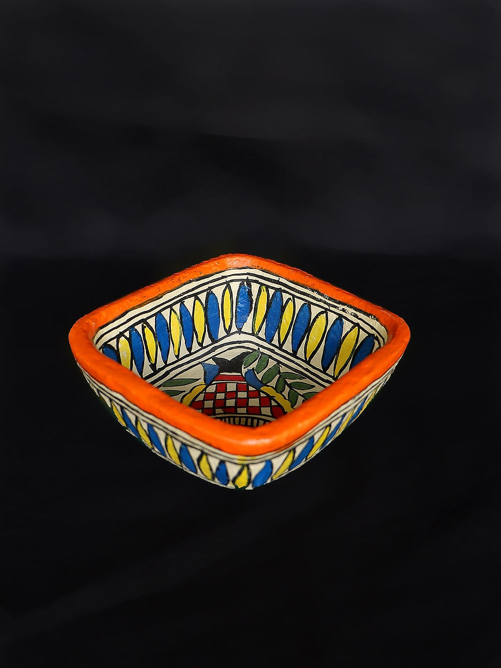 Thumbnail: Madhubani Painted Square Bowl