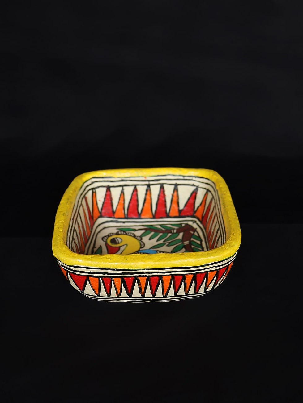 Madhubani Painted Square Bowl
