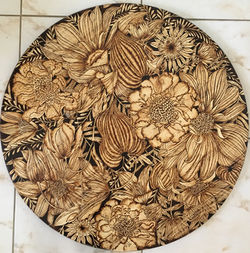 Coffee Table Top Exotic Flowers 35"