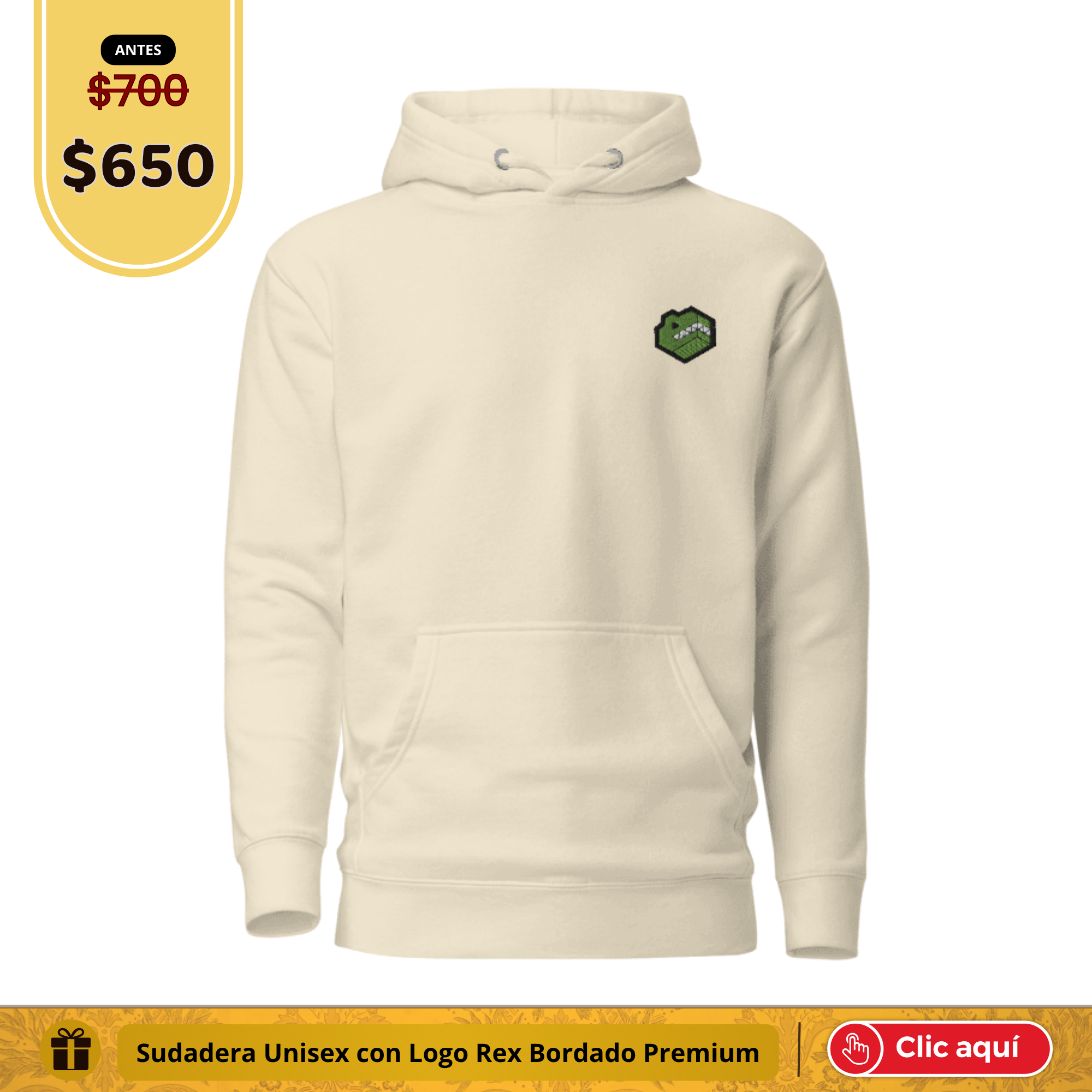 Sudadera Unisex con Logo Rex Bordado Premium