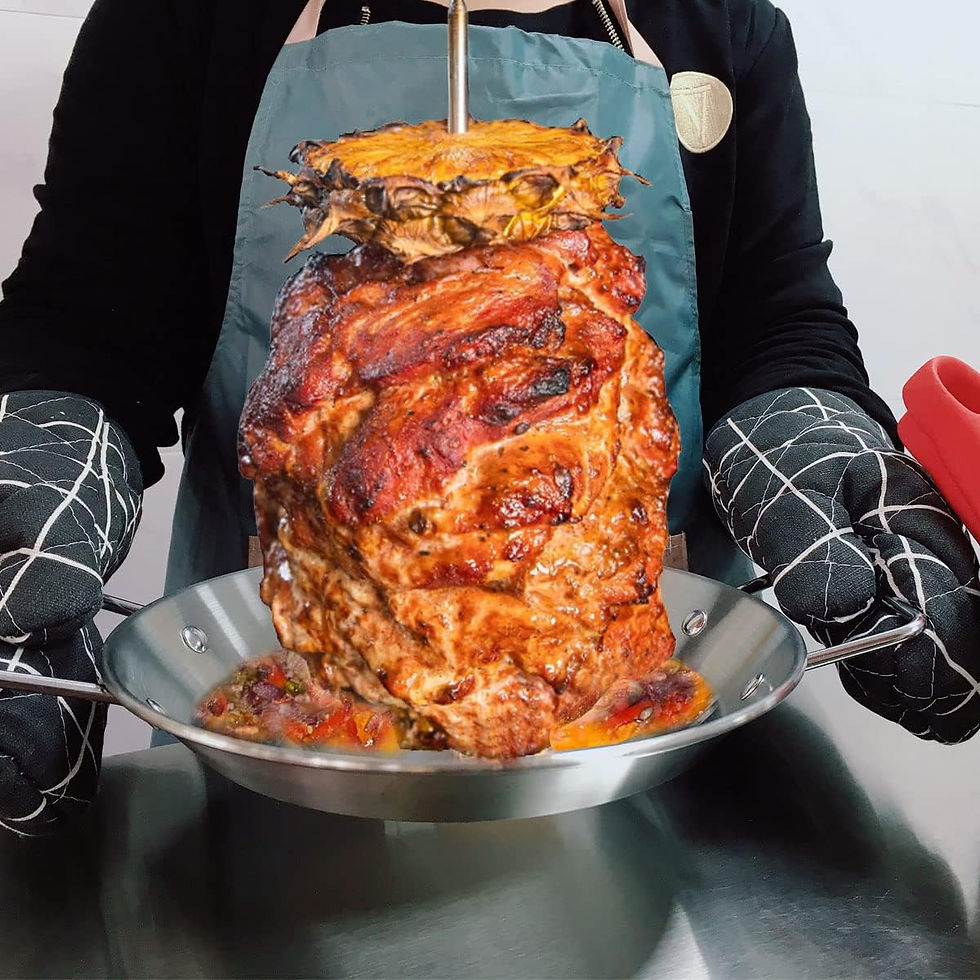 Soporte vertical para tacos al pastor, shawarma y kebab con cocción uniforme.
