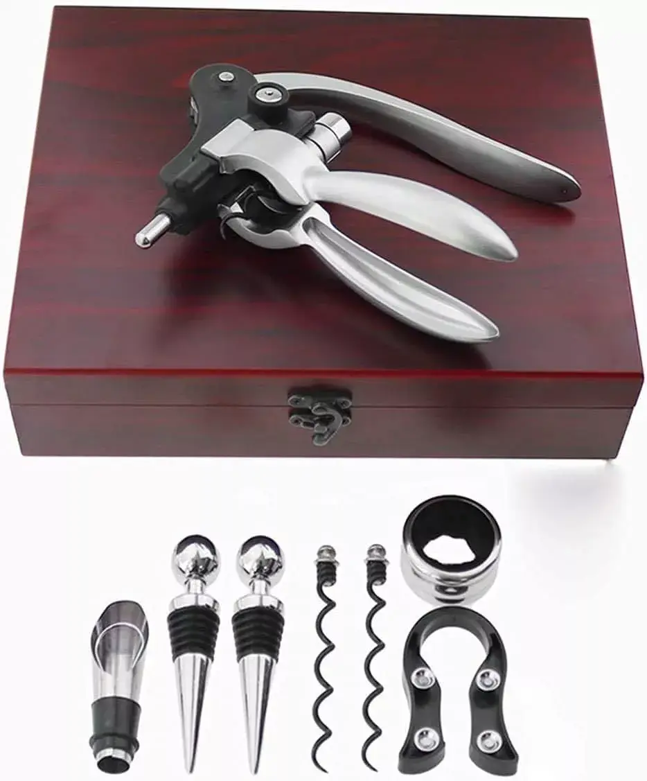 Miniatura: Set de utensilios para vino 9 en 1 con abridor de palanca y accesorios premium.