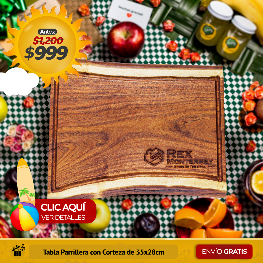 Tabla de Madera para Cortar con Corteza Rex Monterrey