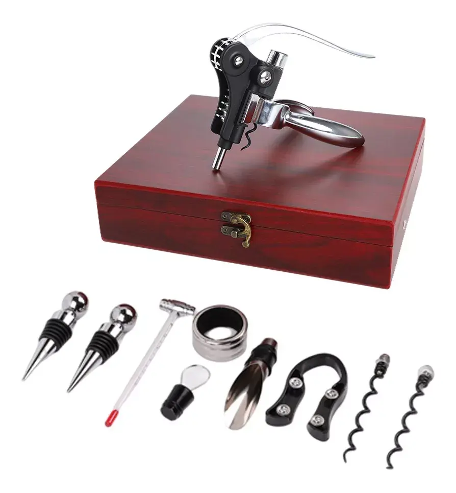 Miniatura: Set de utensilios para vino 9 en 1 con abridor de palanca y accesorios premium.