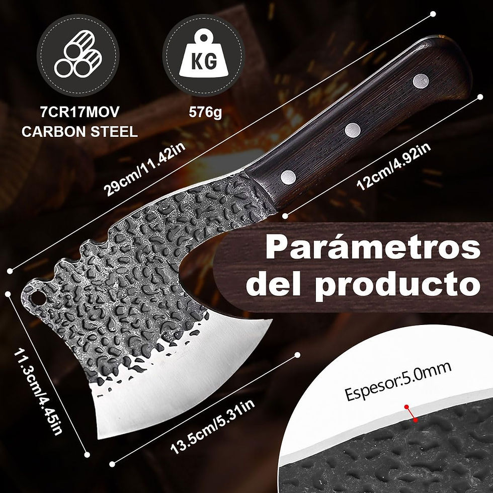 Miniatura: Parametros del hacha parrillera acero alto carbono 5Cr15Mov