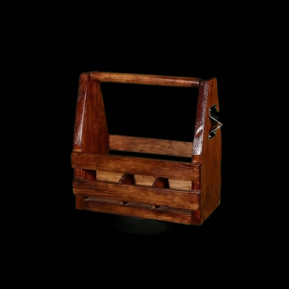 Miniatura: Porta cervezas de madera con separadores individuales y diseño rústico