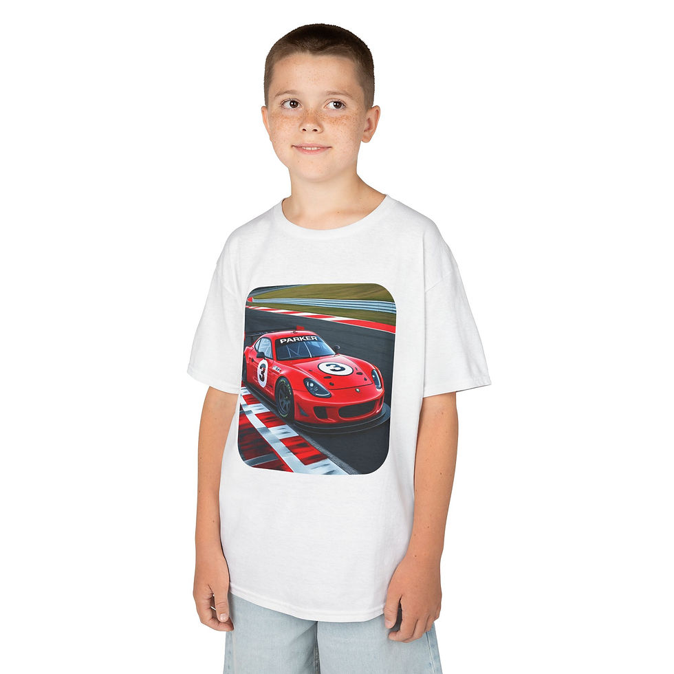 Thumbnail: Kids Tee Racing Car Fun Name Age Personalized Unique fun any occasion gift 