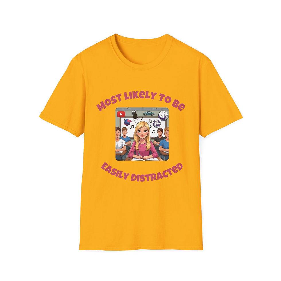 Thumbnail: Most likely Easily Distracted Unisex Tee Fun Cute Trendy Unique Back to School