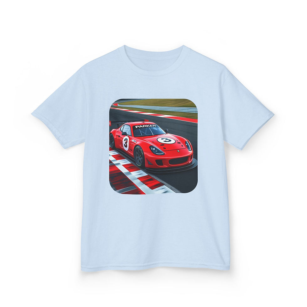 Thumbnail: Kids Tee Racing Car Fun Name Age Personalized Unique fun any occasion gift 