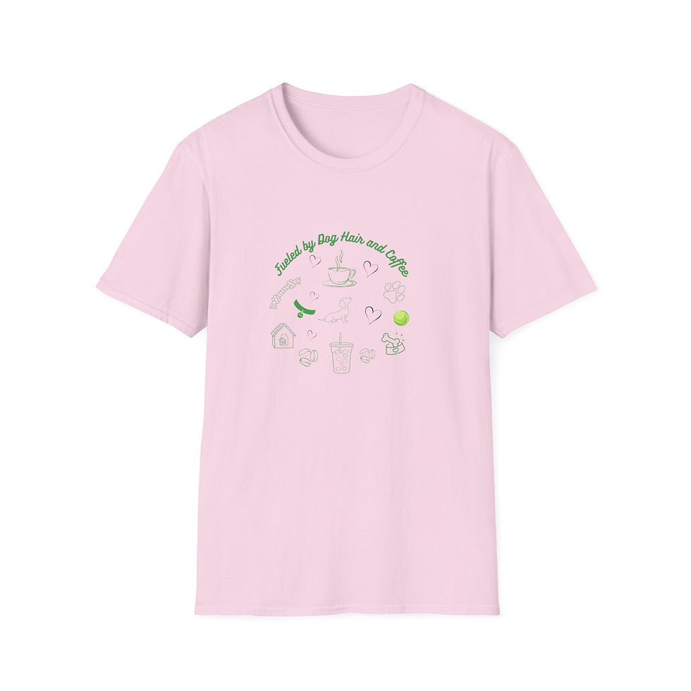 Thumbnail: Fueled By Dog Hair and Coffee - Unisex soft style, Colors, Cute, Fun, Unique  