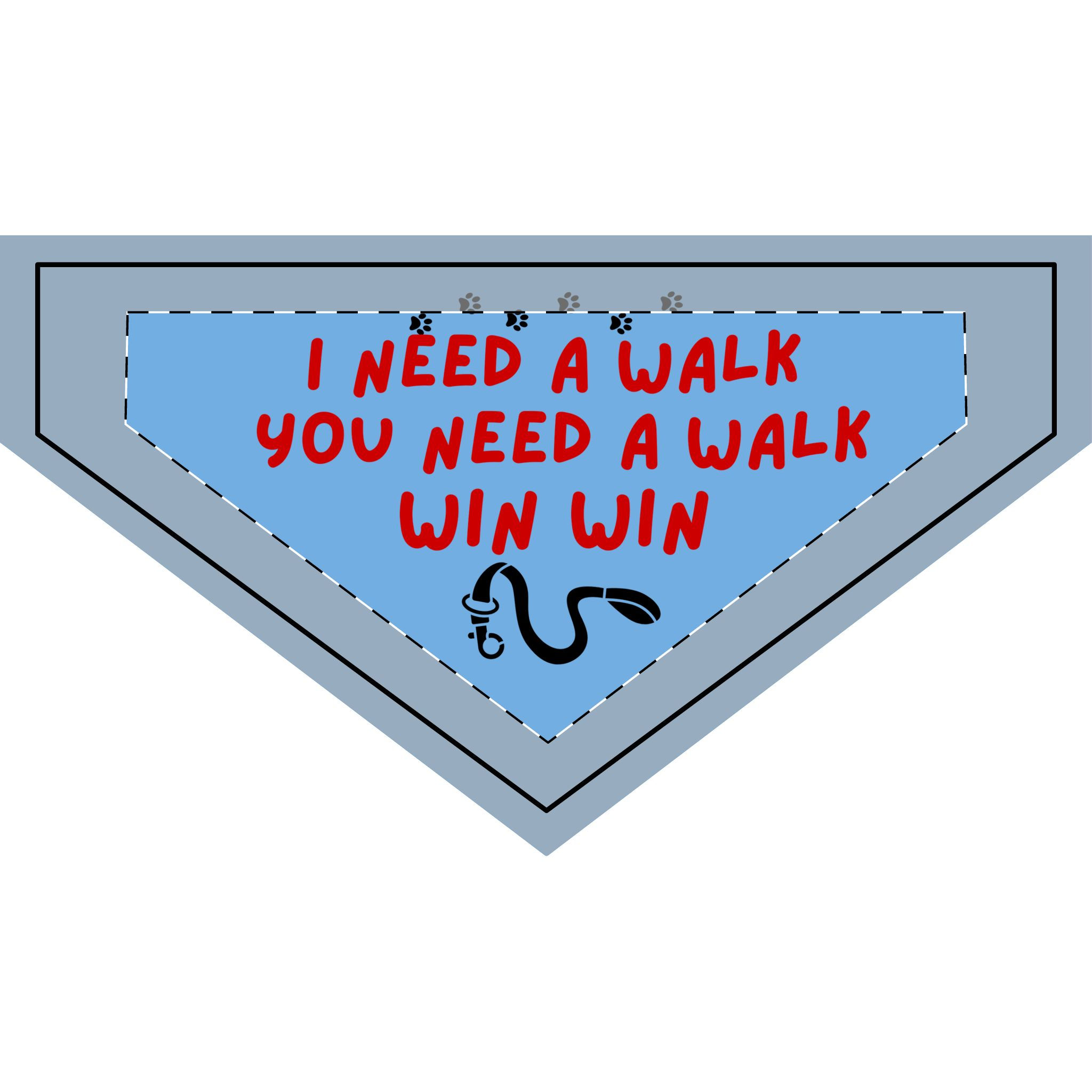 Pet Bandana - 'I Need a Walk' Clip-on Design