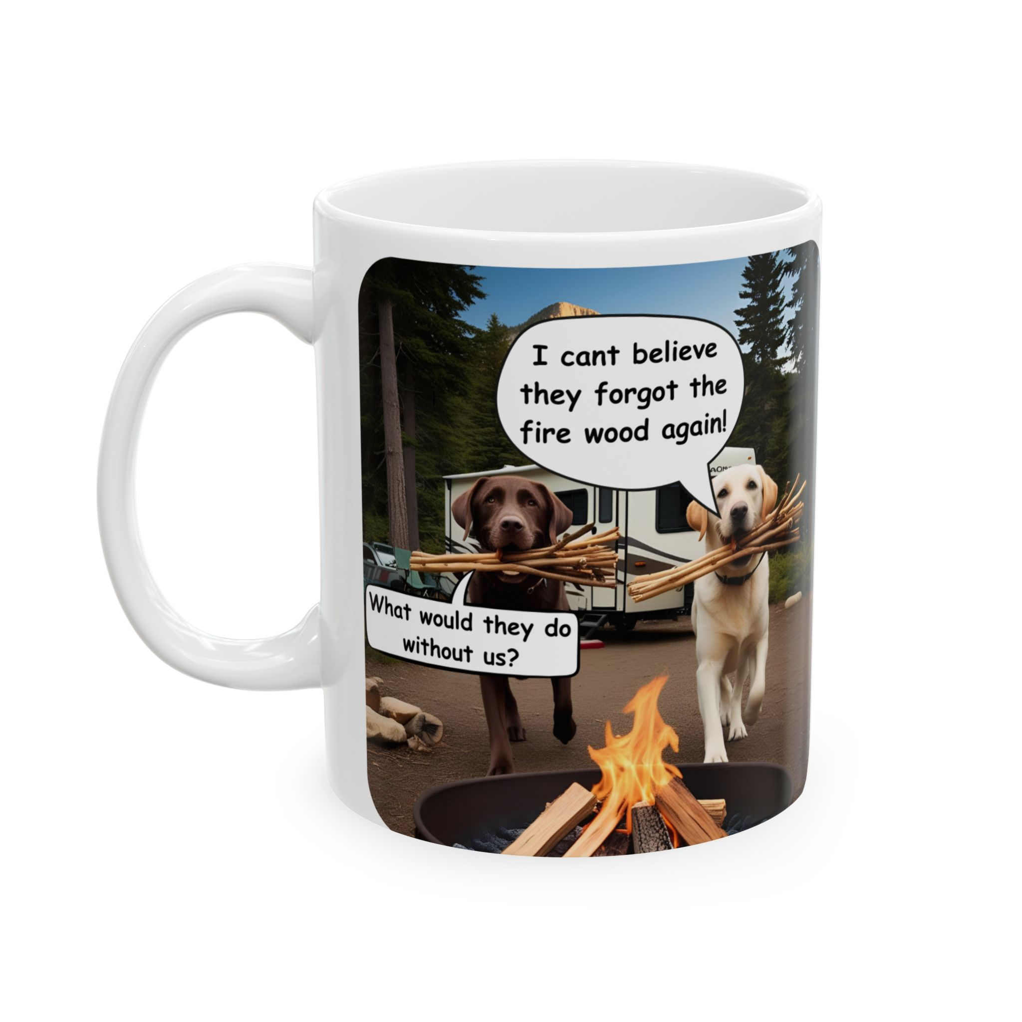 Labradors Carrying Wood - Mug- Coffee Lovers, Travelers Unique, Quirky