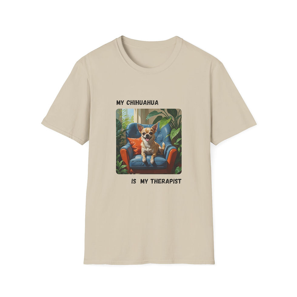 Thumbnail: Chihuahua Therapist Unisex Tee, Trendy, Fun, Back to School, Unique, Fun, Breeds