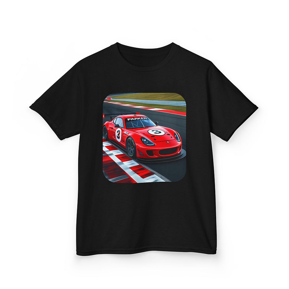 Thumbnail: Kids Tee Racing Car Fun Name Age Personalized Unique fun any occasion gift 