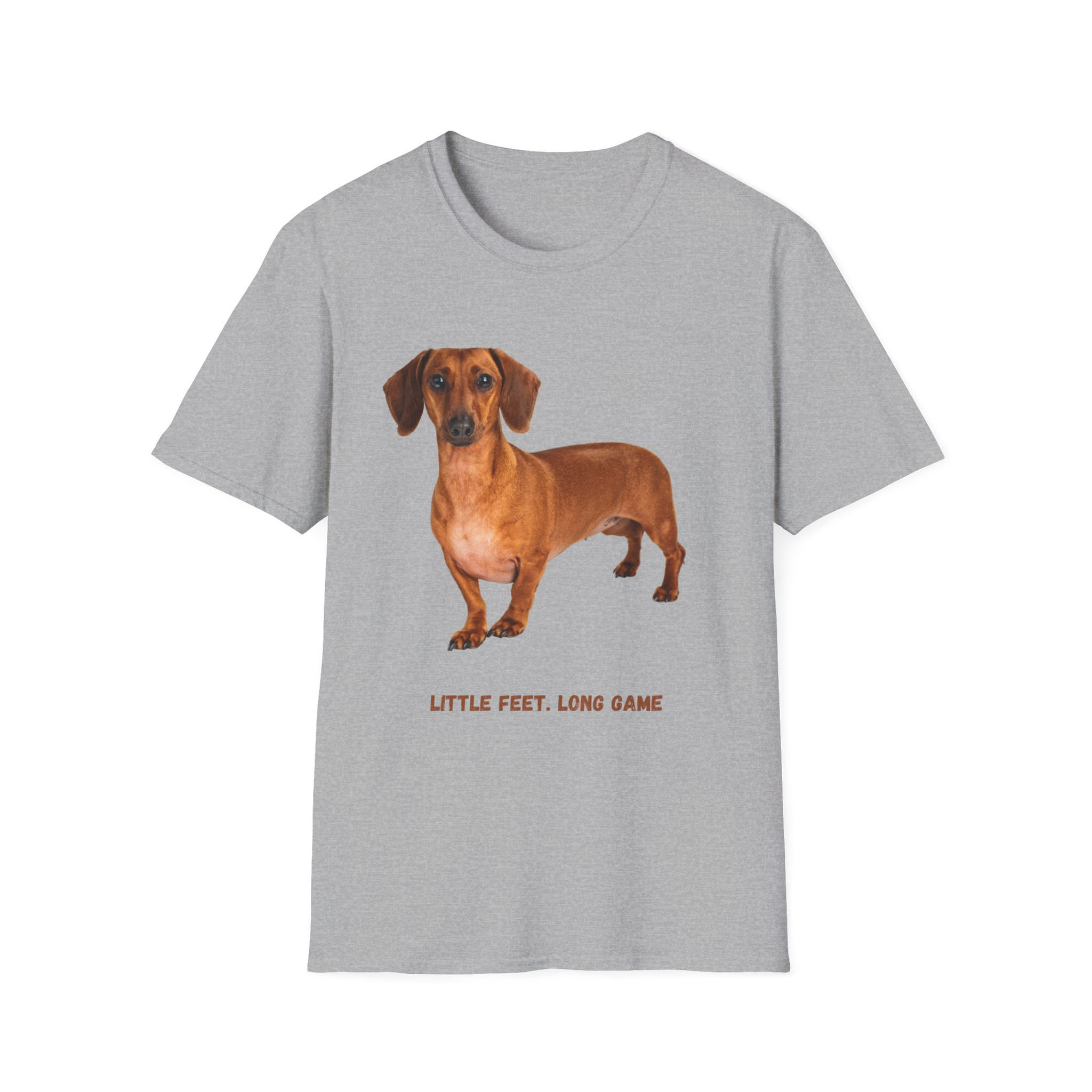 Dachshund Illustration T-Shirt | Little Feet Long Game, Sausage Dog Tee