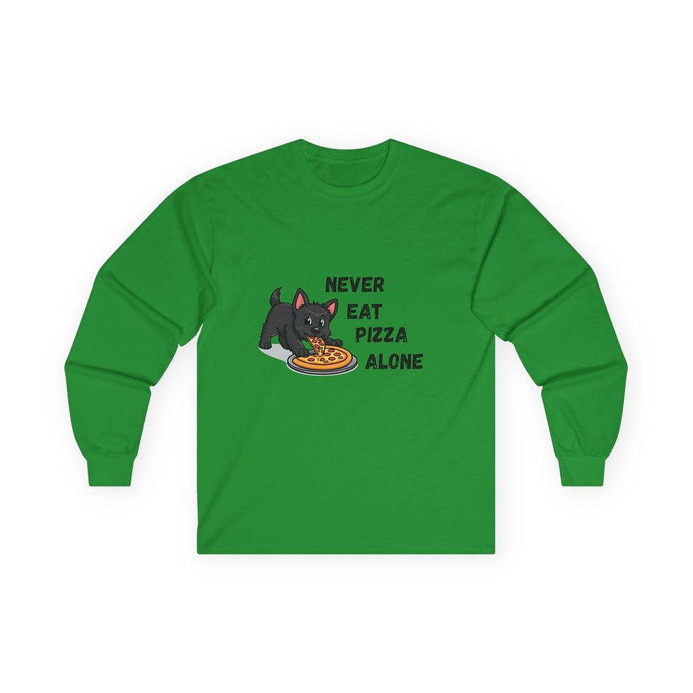 Thumbnail: Unisex Tee - Never Eat Pizza Alone Cute Fun Gift, Cozy Pet Lover Apparel