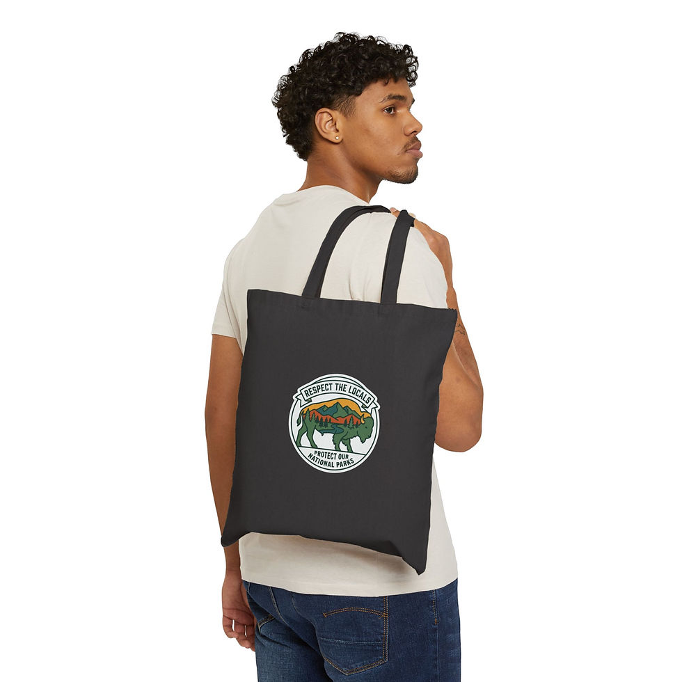 Thumbnail: Respect the Locals Tote Bag | Mountain Bear Nature Canvas Tote