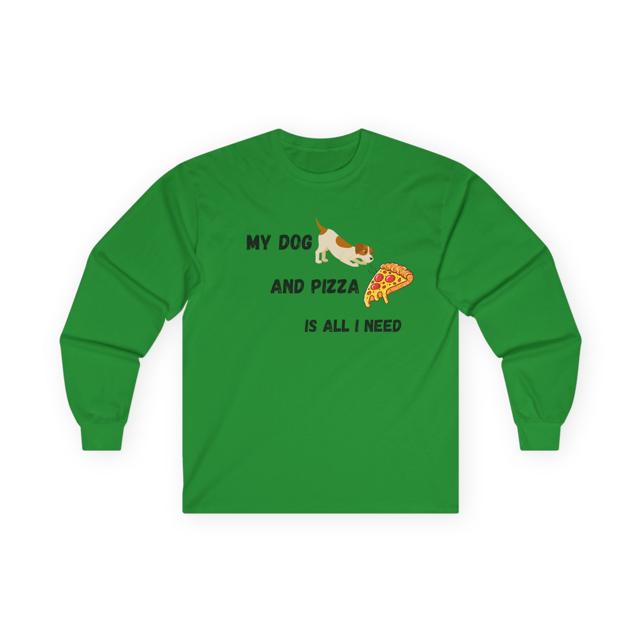 Dog and Pizza Long Sleeve Tee - Trendy Fun Wear for Dog and Pizza Lovers Gift