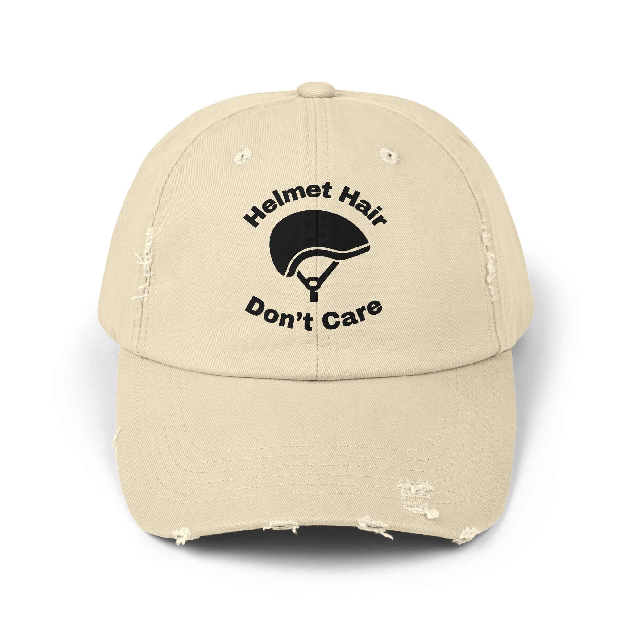 Distressed Cap for Bikers and Riders - Helmet Hair Don't Care