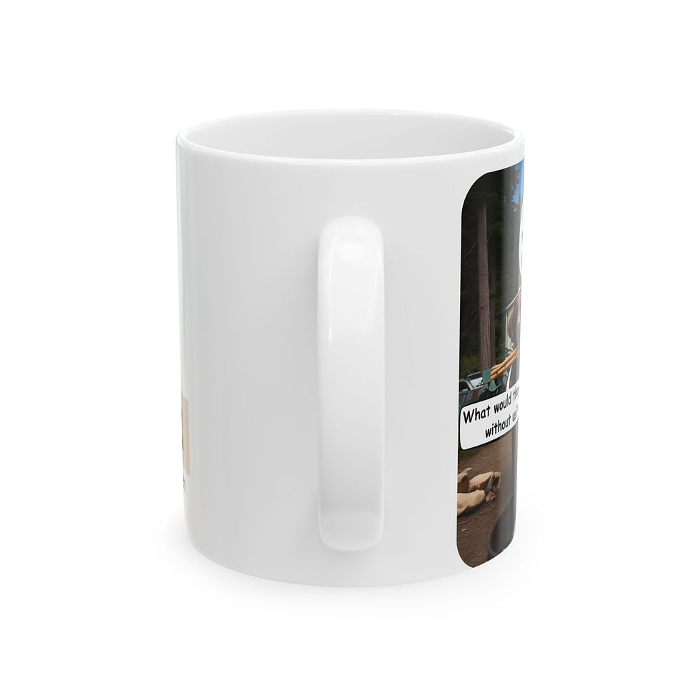 Thumbnail: Labradors Carrying Wood - Mug- Coffee Lovers, Travelers Unique, Quirky