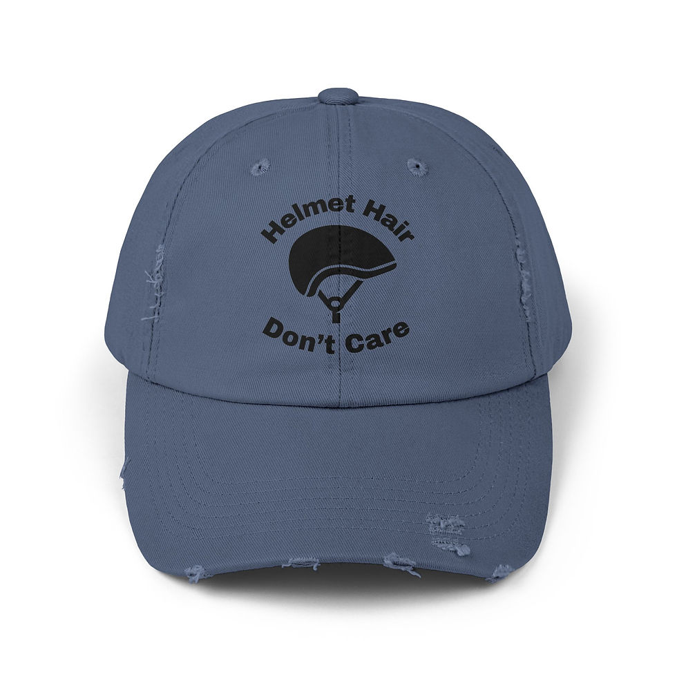 Thumbnail: Distressed Cap for Bikers and Riders - Helmet Hair Don't Care