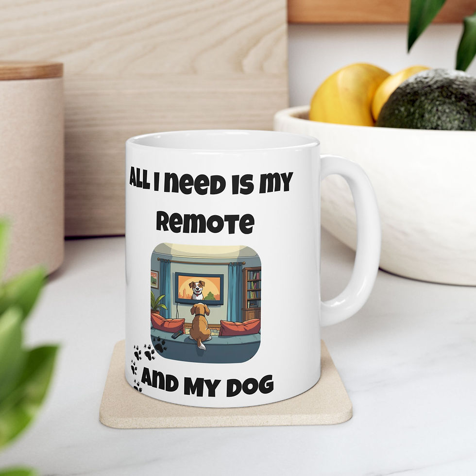 Thumbnail: Ceramic Mug, Dog remote Unique Fun Trendy dog inspired everyday use (11oz, 15oz)