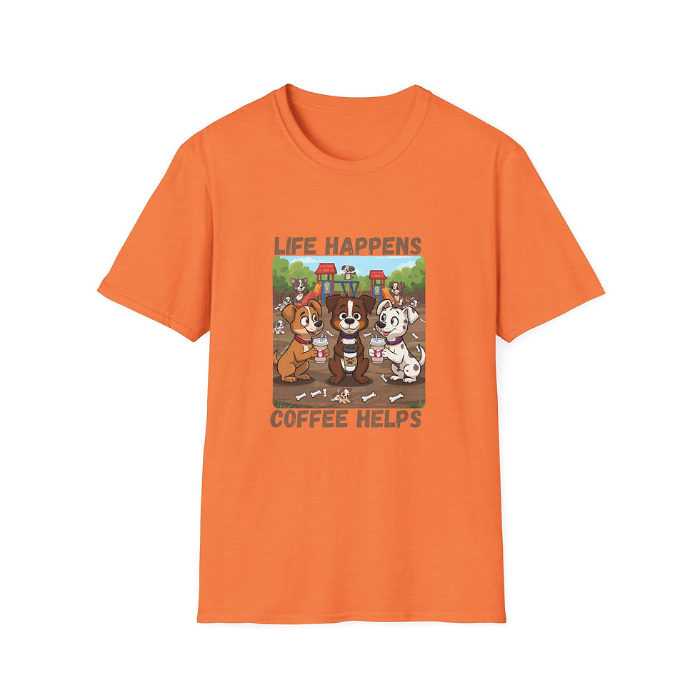 Thumbnail: Coffee Lover Unisex Tee - Life Happens Coffee Helps Funny Trendy Casual Wear