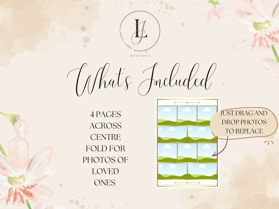 Thumbnail: White 16 Page Funeral Order of Service Programme, Floral A5 Booklet Template