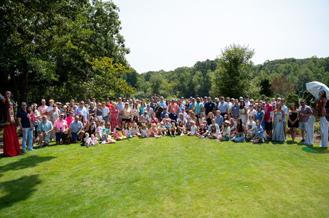 cocktail hour spacious green grassy area friends wedding venue