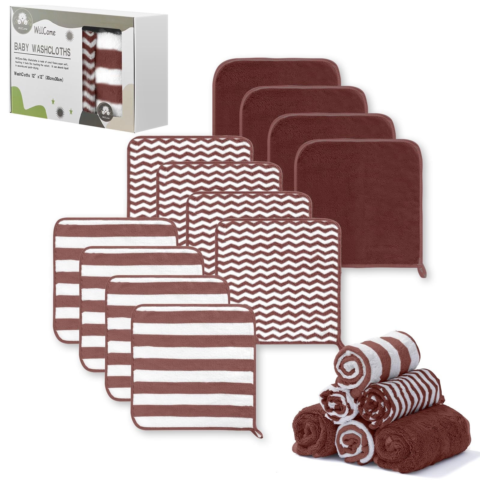 12-Pack Soft Baby Washcloths
