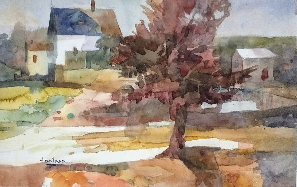 Paysage with White Cottage | Francesco Fontana watercolor painting ...