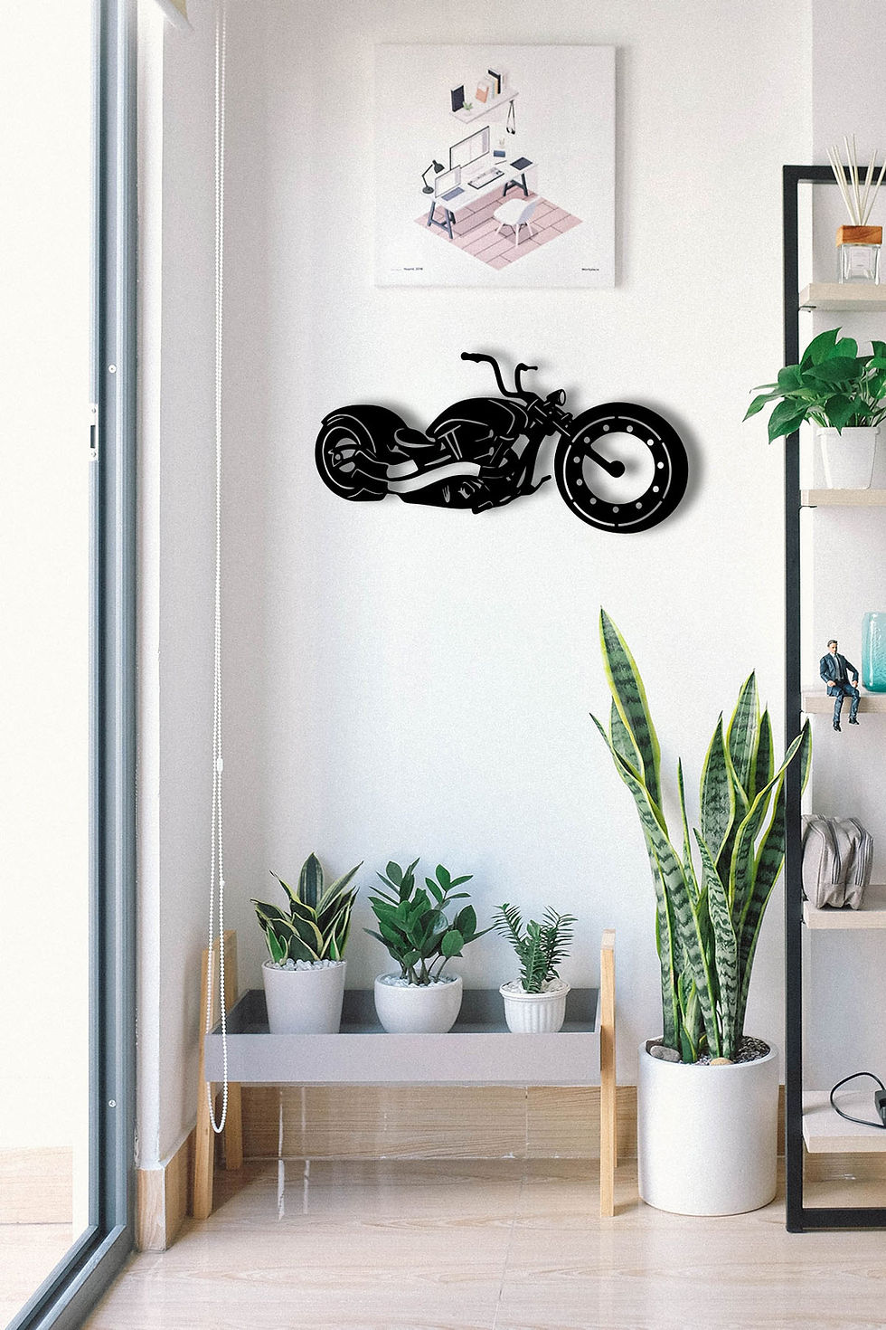 Küçük resim: Dekoratif Chopper Motosiklet Metal Tablo (Small)