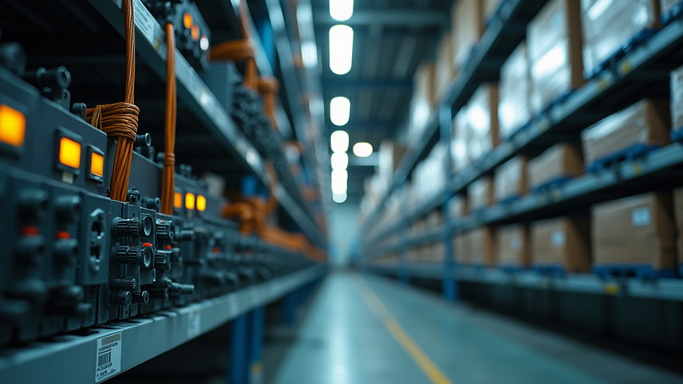 Eye-level view of industrial wiring setup inside a commercial building
