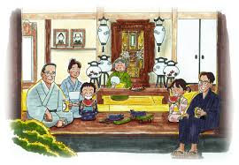 お盆家族