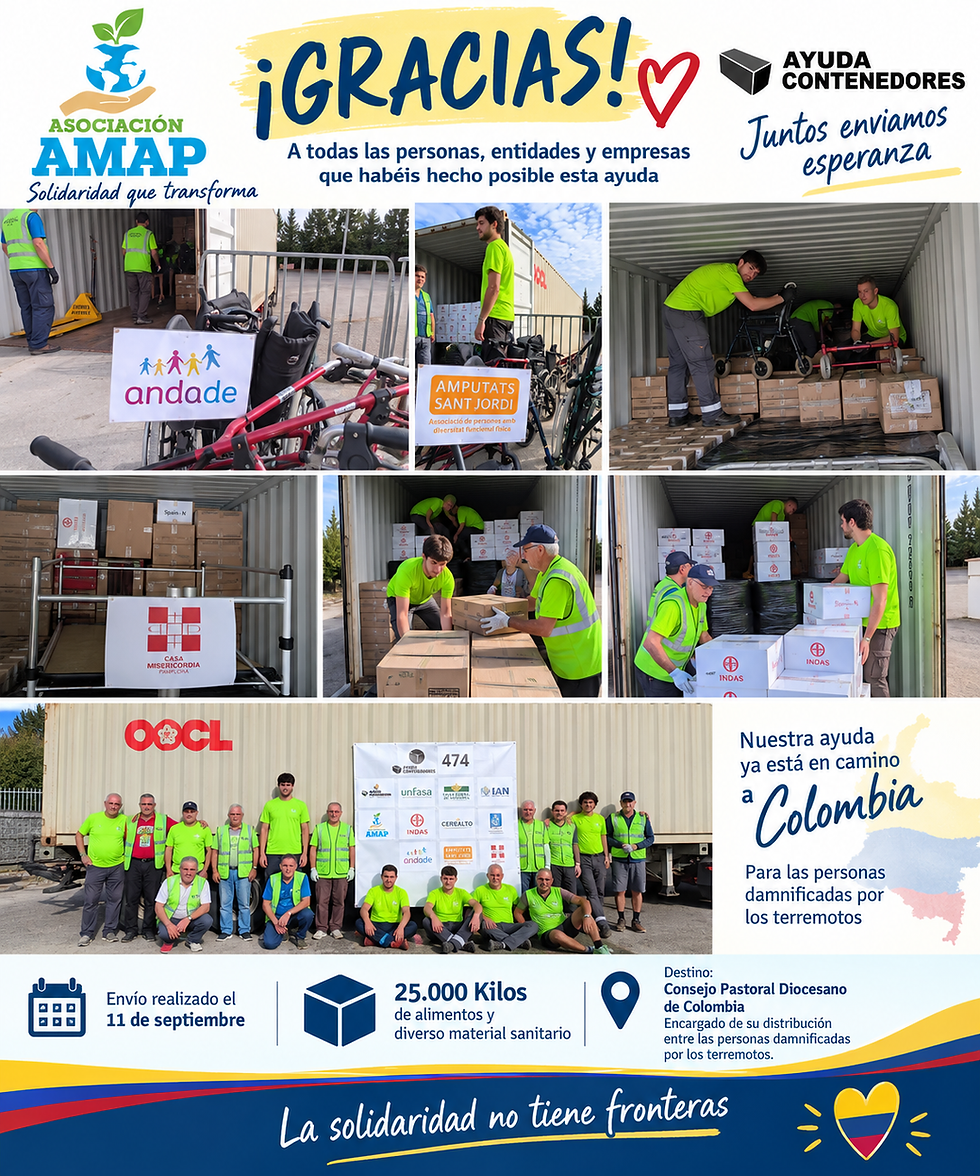 GRACIAS A TODOS LOS DONANTES que habéis hecho posible el envío de material humanitario a Colombia