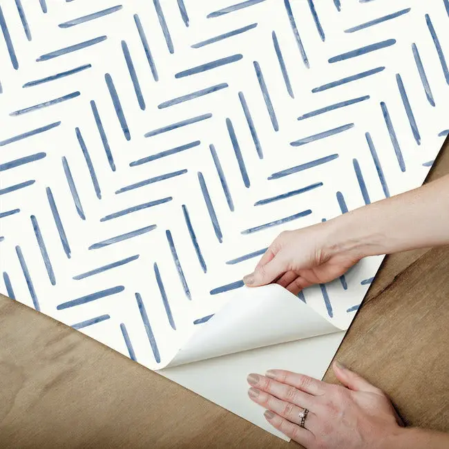 Thumbnail: herringbone peel and stick wallpaper navy