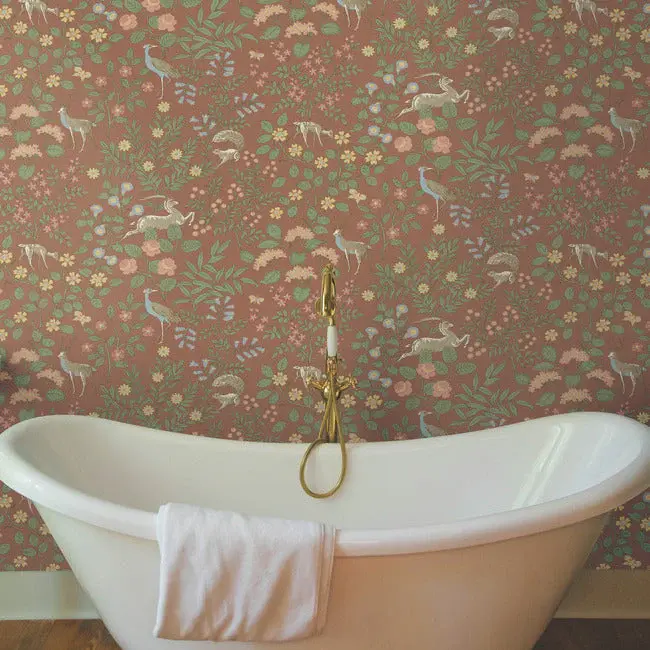 Thumbnail: woodland floral peel and stick wallpaper