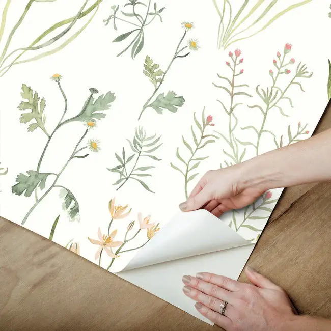 Thumbnail: botanical peel and stick wallpaper cream