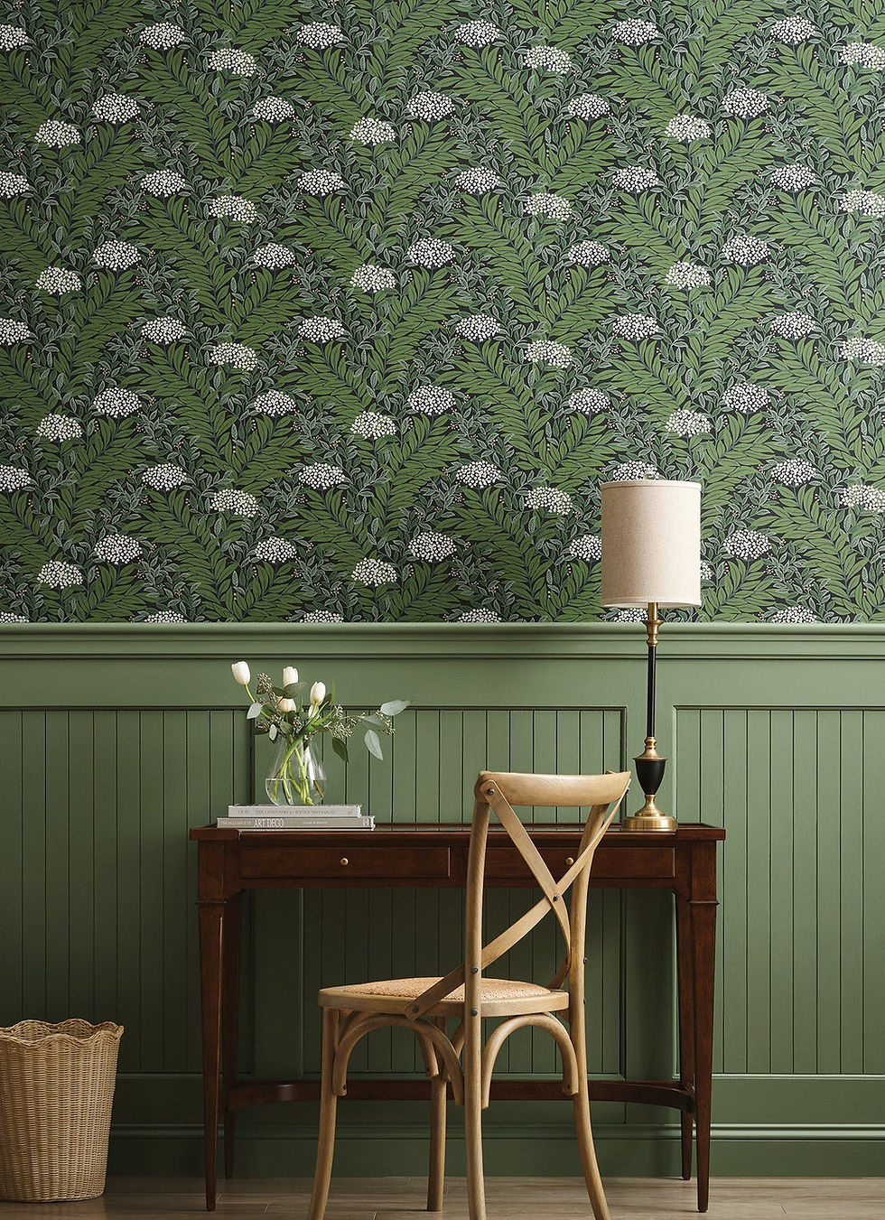 Thumbnail: whimsical botanical fern highgrove wallpaper dark green installed