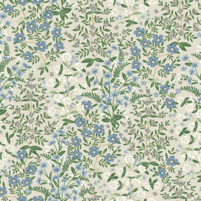 wildwood garden floral linen wallpaper